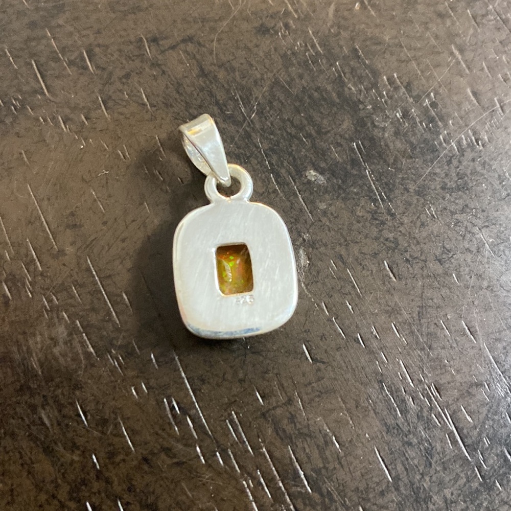 Orange Enhanced Opal Sterling Silver Pendant - Picture 2 of 3
